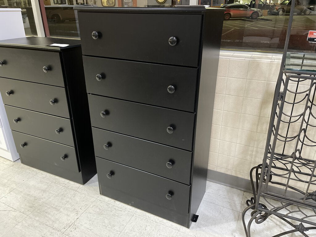 Promo Black NEW 5 Drawer Chest 27x15x48 (195-05)