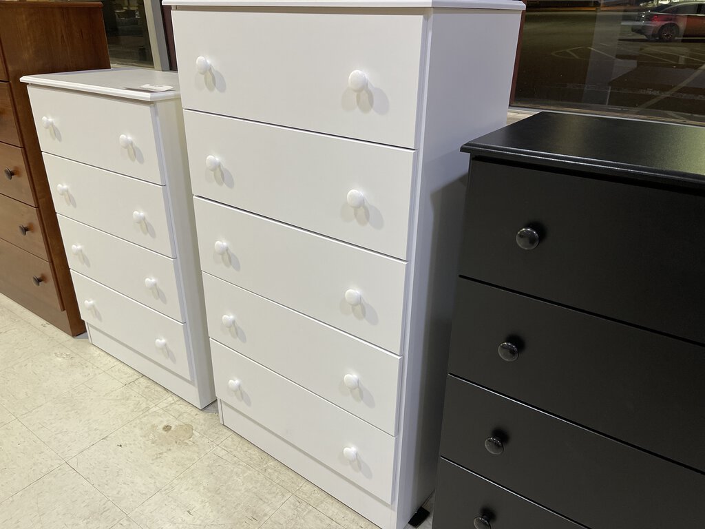 Promo White NEW 5 Drawer Chest 27x15x48 (193-05)
