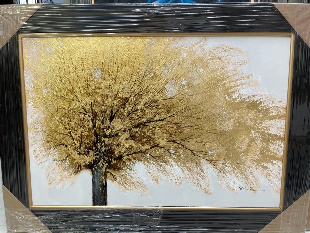77657 (8280-15) NEW Framed Painting Gold Tree 56x44