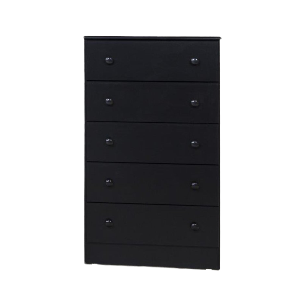 Promo Black NEW 5 Drawer Chest 27x15x48 (195-05)