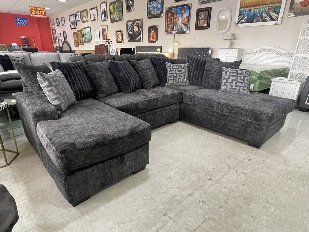 Galactic Charcoal NEW Double Chaise Sectional 116x86x61x33 (2875-07)