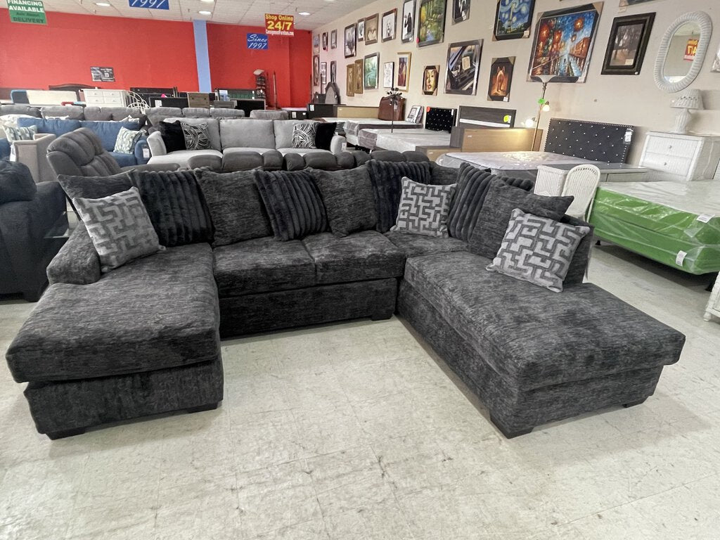 Galactic Charcoal NEW Double Chaise Sectional 116x86x61x33 (2875-07)