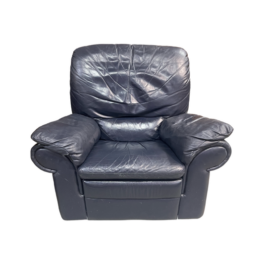 79806 (8454-5) Blue Leather Recliner 41x33x38