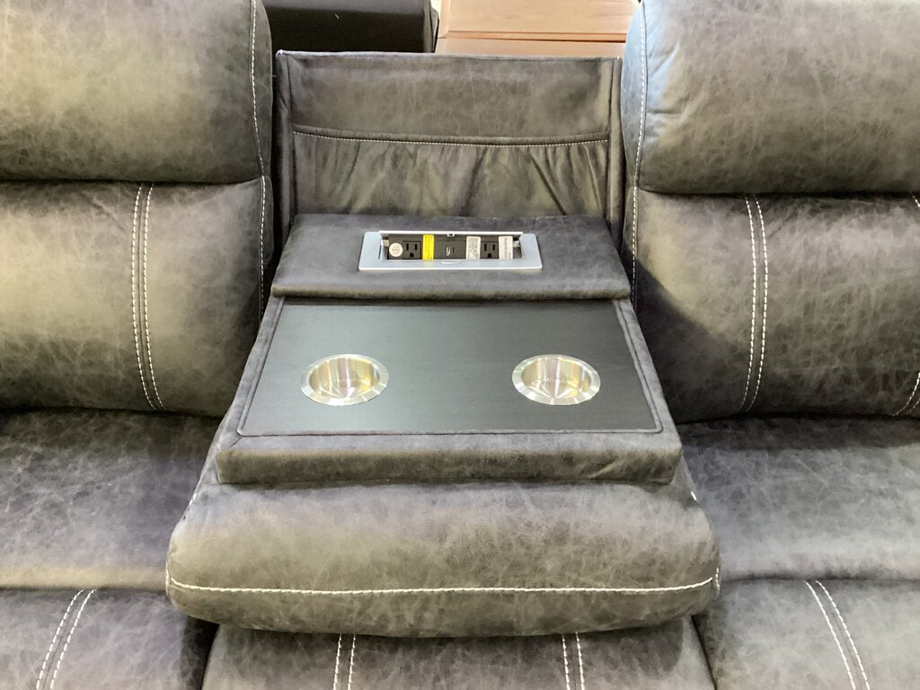 Lucca Gray NEW Motion Sofa w/Drop Down Console 82x30x38 (679020)