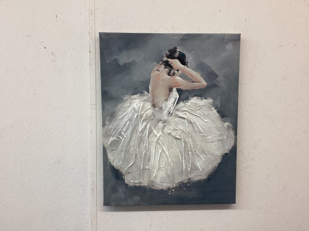 82398 (8508-3) 3D Ballerina White Dress Canvas Art 15x19