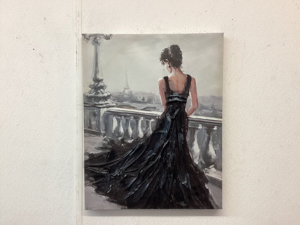 82399 (8508-4) 3D Lady in Waiting Eiffel Tower Canvas Art 15x19