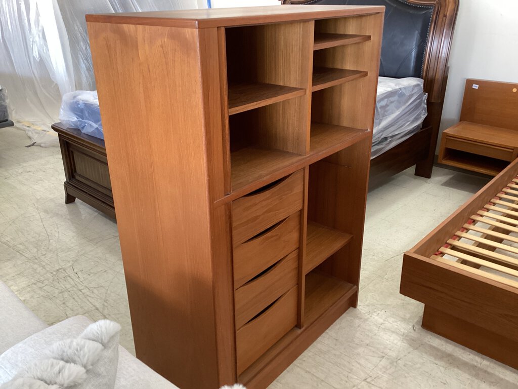82574 - Mid Century Danish Teak Tambour Door Chest 36x18x51