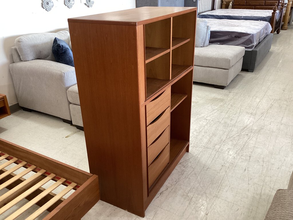 82575 - Mid Century Danish Teak Tambour Door Chest 36x18x51