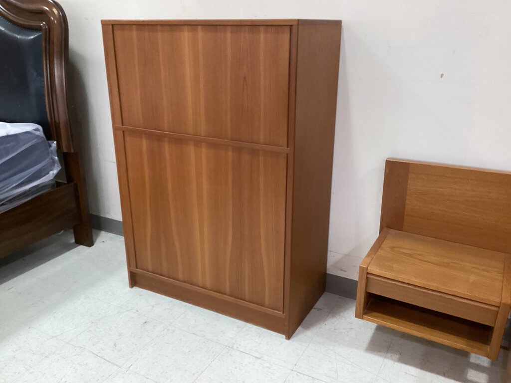 82574 - Mid Century Danish Teak Tambour Door Chest 36x18x51