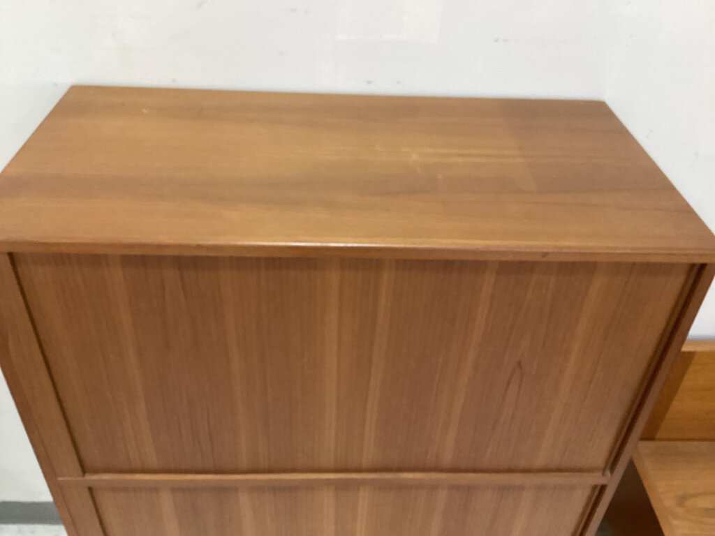 82574 - Mid Century Danish Teak Tambour Door Chest 36x18x51