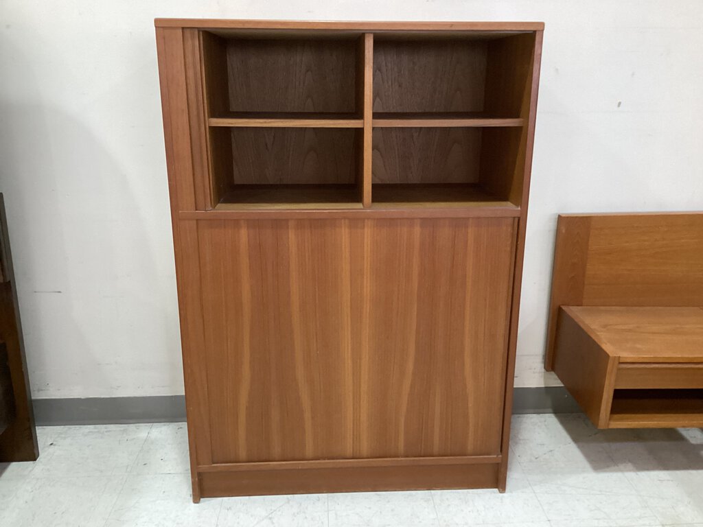 82574 - Mid Century Danish Teak Tambour Door Chest 36x18x51