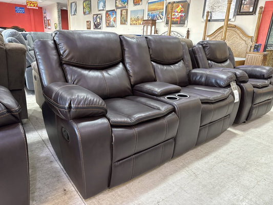 Emerson Brown NEW Motion Reclining Loveseat w/Console & USB - 75x30x40 (665241)