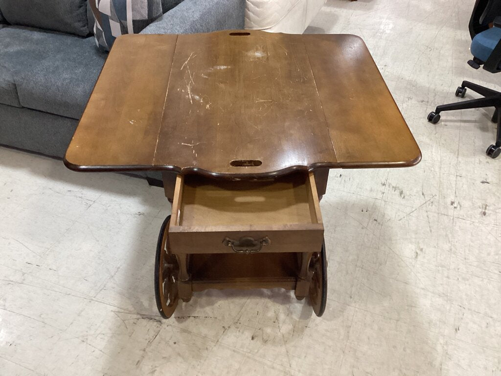 82781 - Vintage Drop Leaf Bar Cart Server 31x19x30