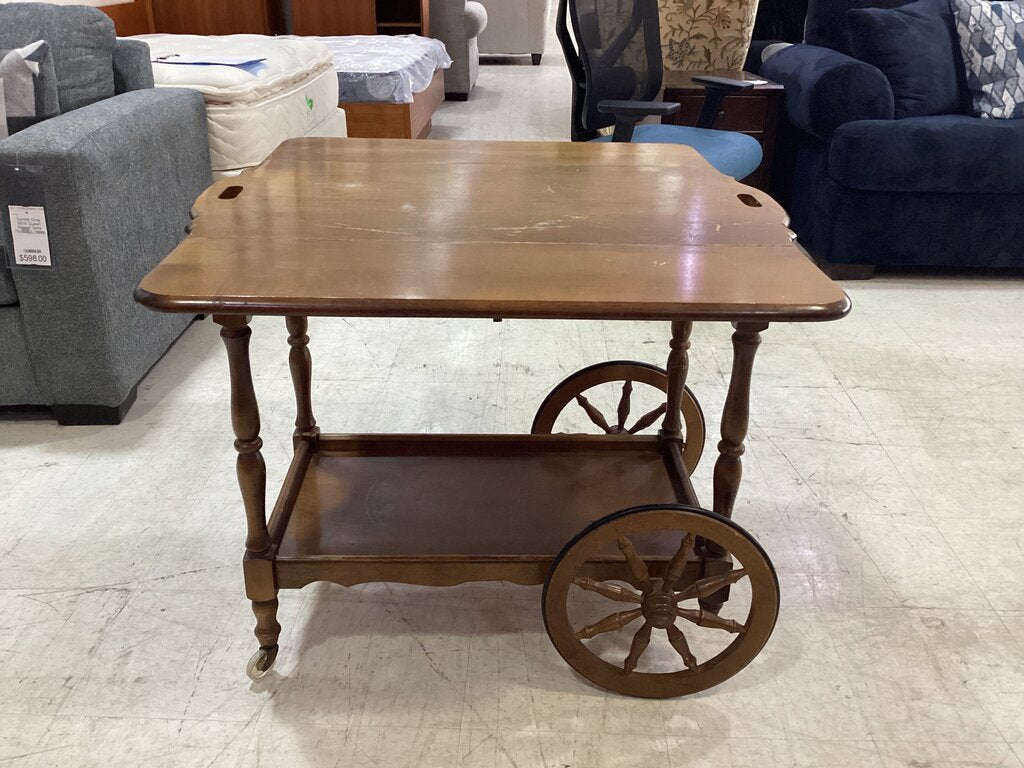 82781 - Vintage Drop Leaf Bar Cart Server 31x19x30