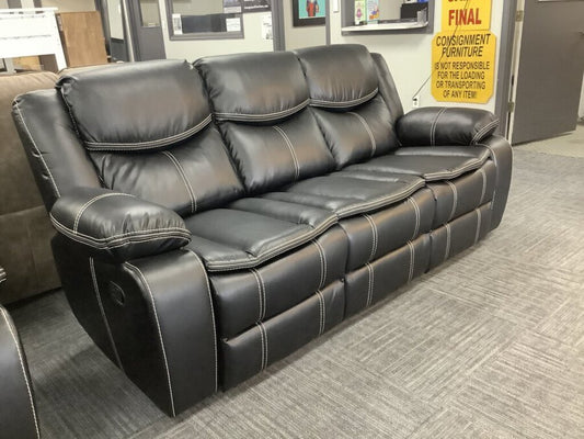 Emerson Black NEW Reclining Sofa w/Drop Down Tray 89x39x40 (665040)