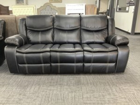 Emerson Black NEW Motion/Reclining Sofa w/Drop Down Tray - 86x30x40 -(665040)