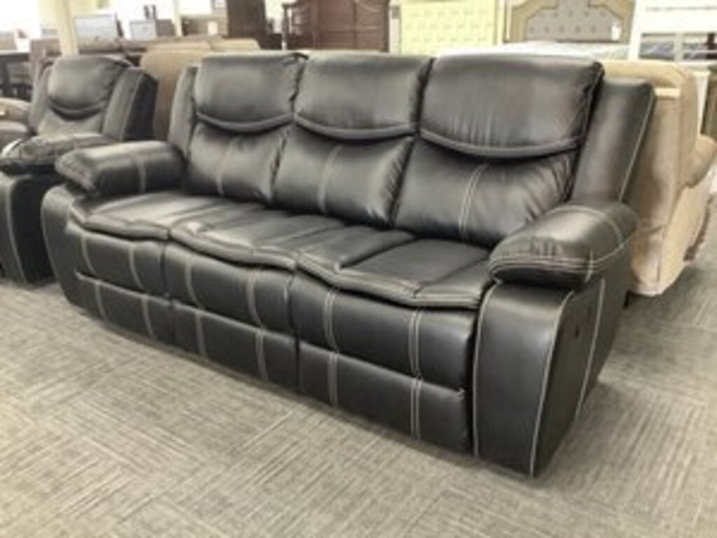 Emerson Black NEW Motion/Reclining Sofa w/Drop Down Tray - 86x30x40 -(665040)