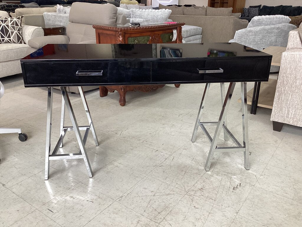 82893 - Black Mirrored Desk 54x22x31
