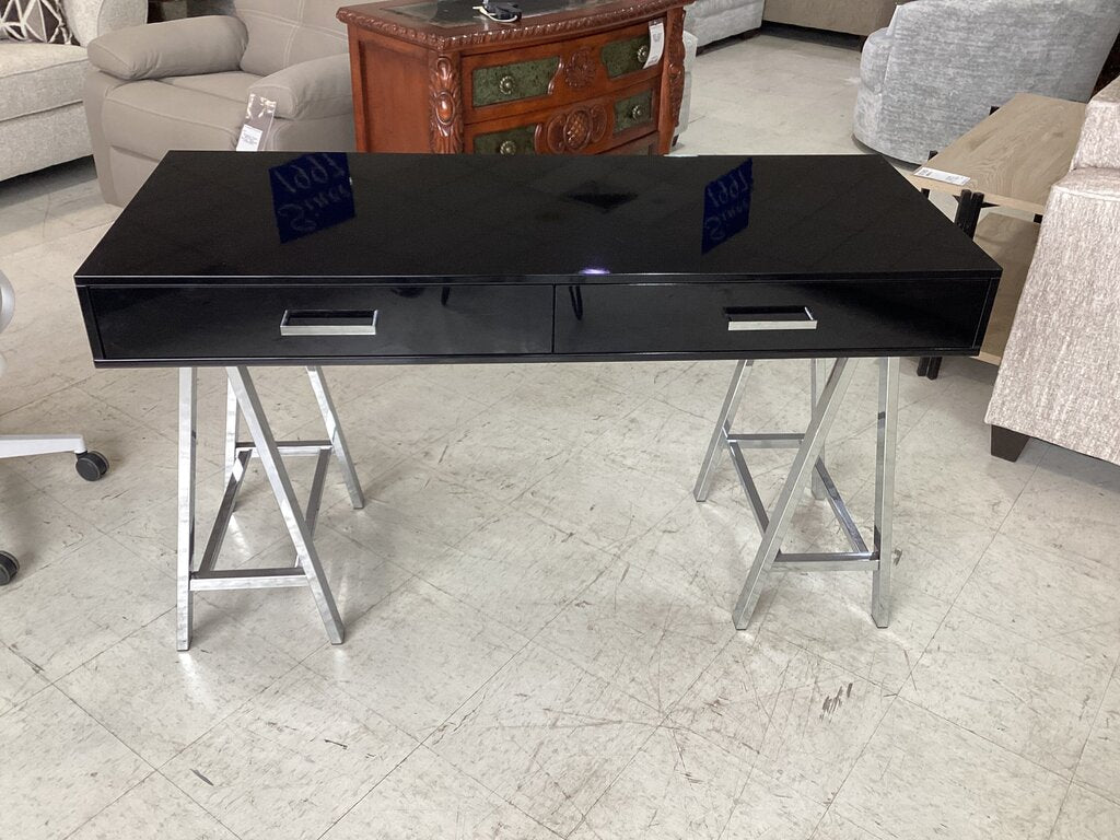 82893 - Black Mirrored Desk 54x22x31