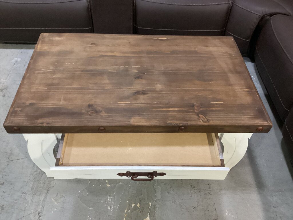 82865 - Two Tone Wood Cocktail Table 47x28x21
