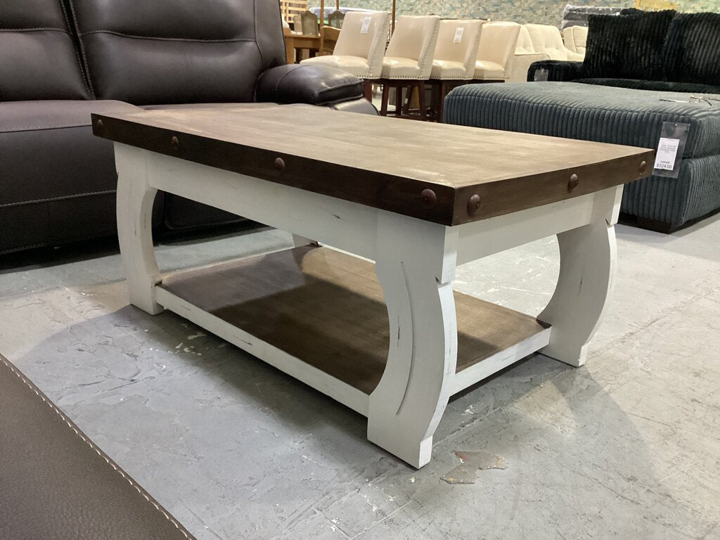 82865 - Two Tone Wood Cocktail Table 47x28x21