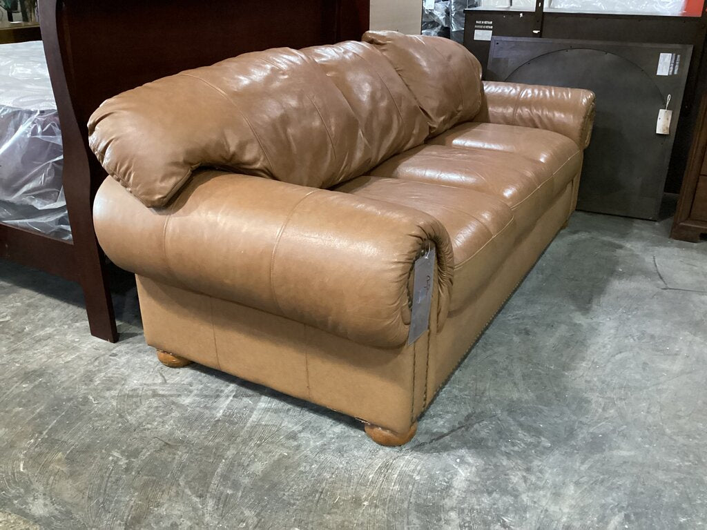 82962 - Brown Rolled Arm Sofa 89x38x31