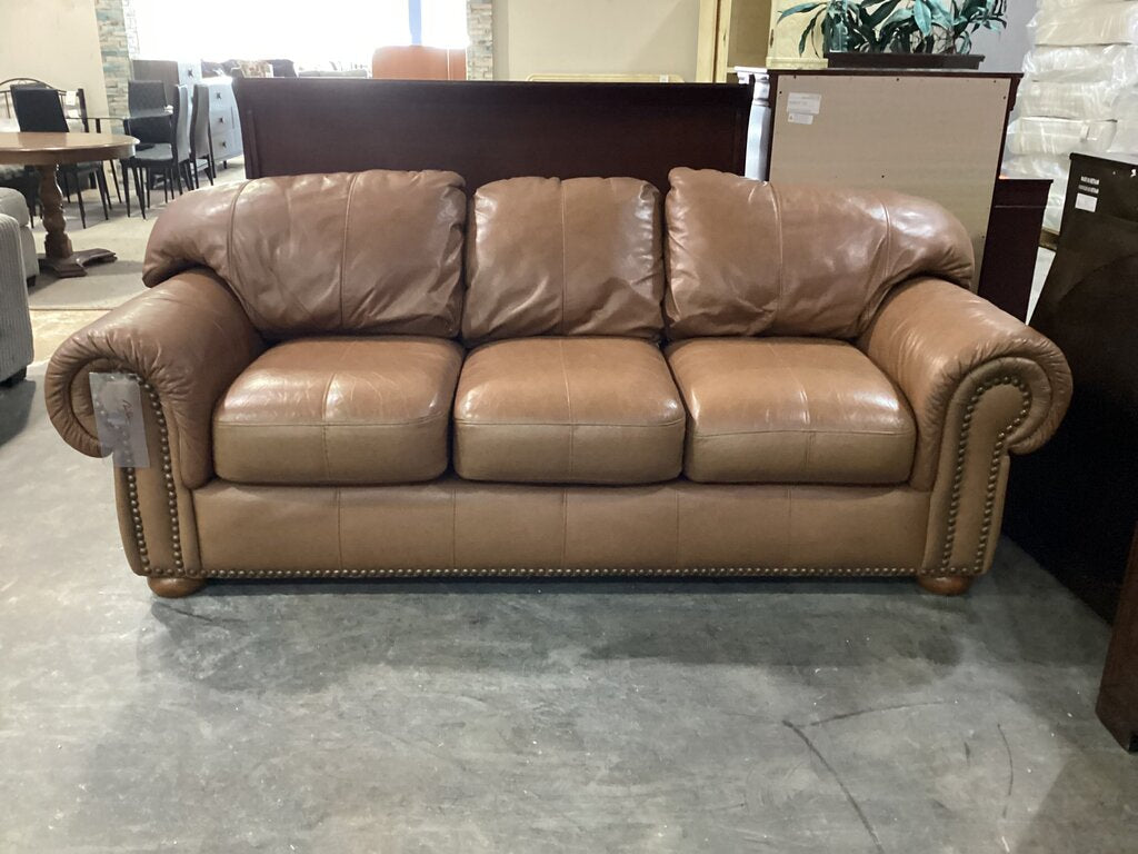 82962 - Brown Rolled Arm Sofa 89x38x31