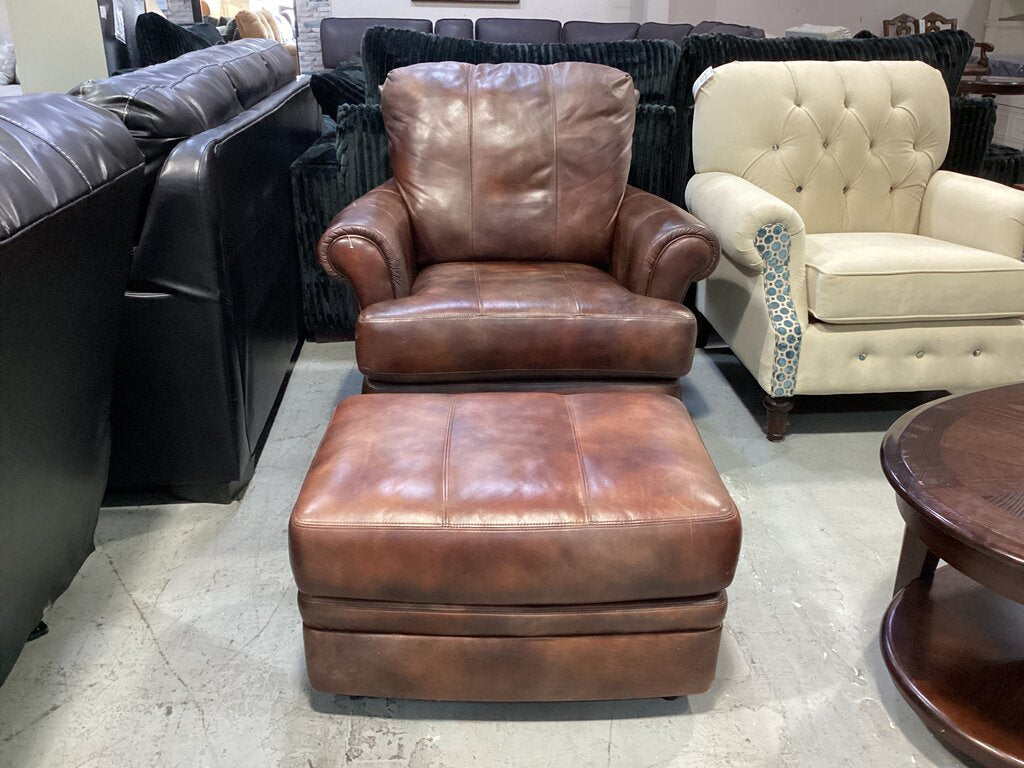 82977 - Flexsteel Swivel Easy Chair w/Ottoman c40x43x36 o30x22x16
