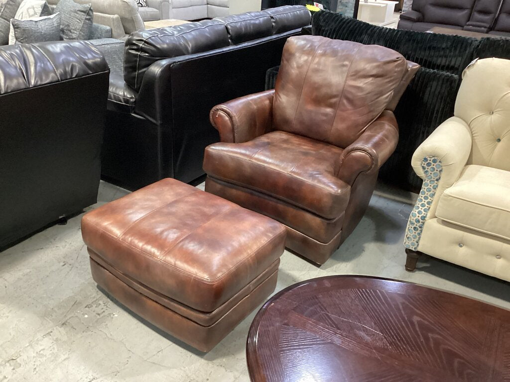 82977 - Flexsteel Swivel Easy Chair w/Ottoman c40x43x36 o30x22x16
