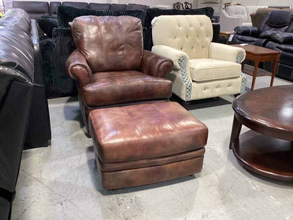 82977 - Flexsteel Swivel Easy Chair w/Ottoman c40x43x36 o30x22x16