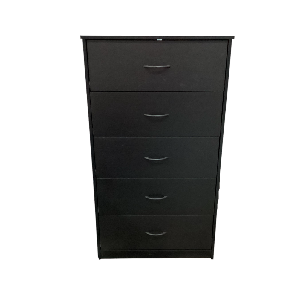 82950 - Black 5 Drawer Chest 28x16x49