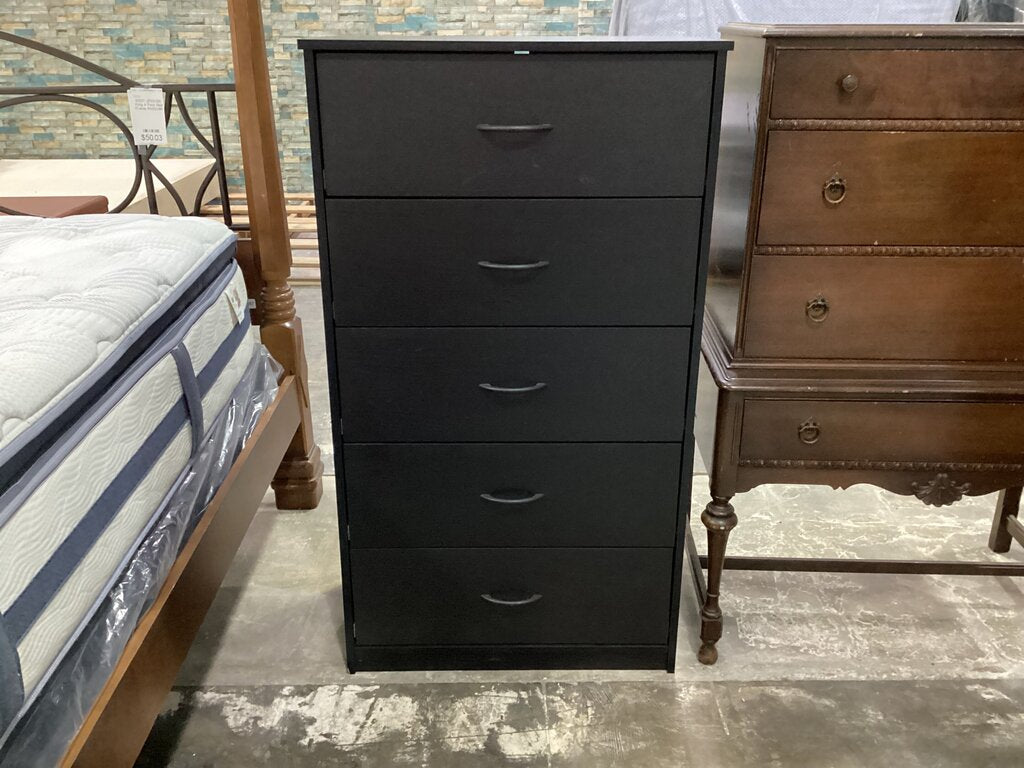 82950 - Black 5 Drawer Chest 28x16x49