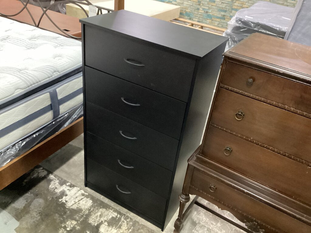 82950 - Black 5 Drawer Chest 28x16x49