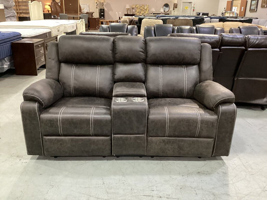 Lucca Brown NEW Motion Loveseat w/Console 70x32x38 (679321)