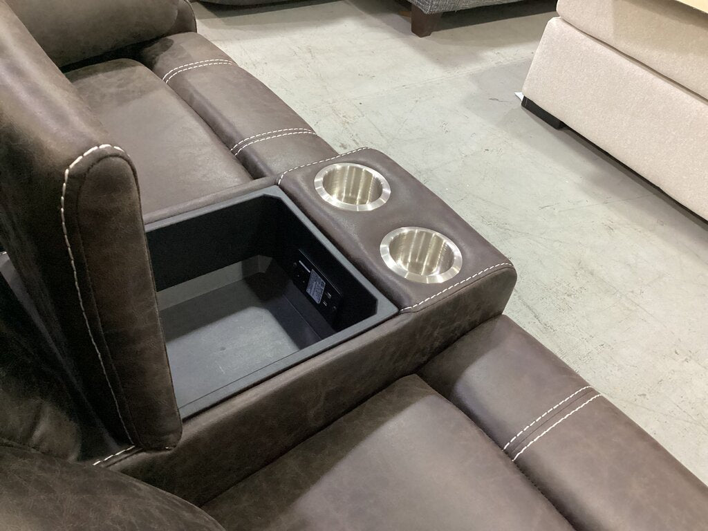 Lucca Brown NEW Motion Loveseat w/Console 70x32x38 (679321)