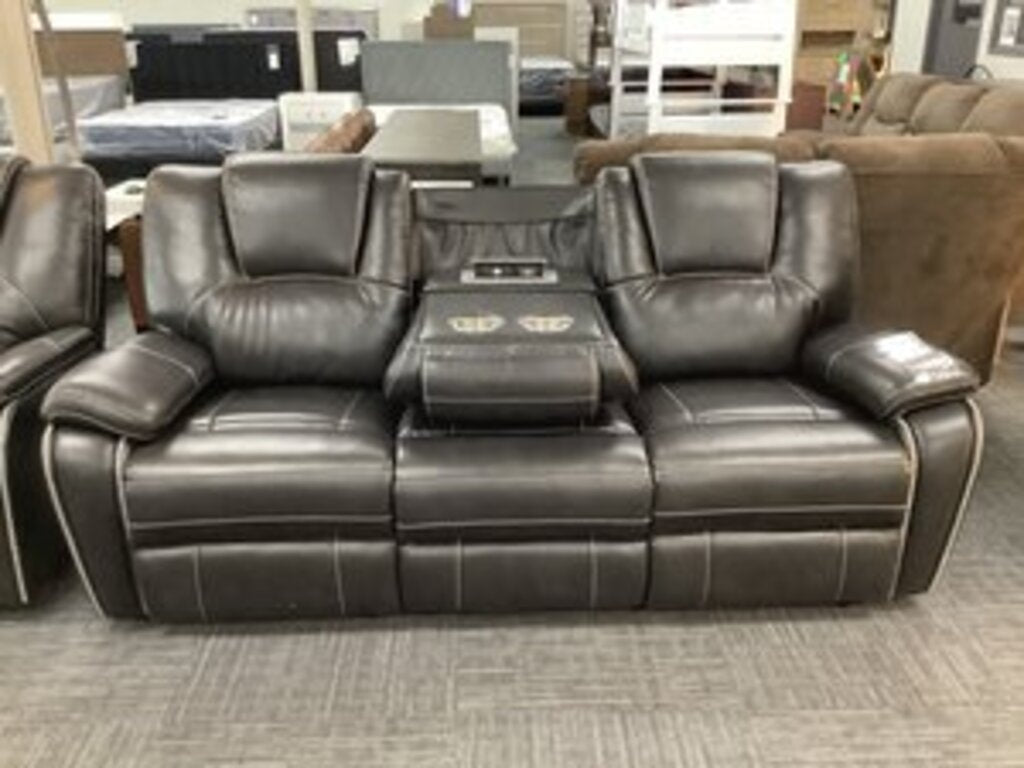 Granada NEW Black Reclining Sofa w/Drop Down Console 82x30x38 (606240)