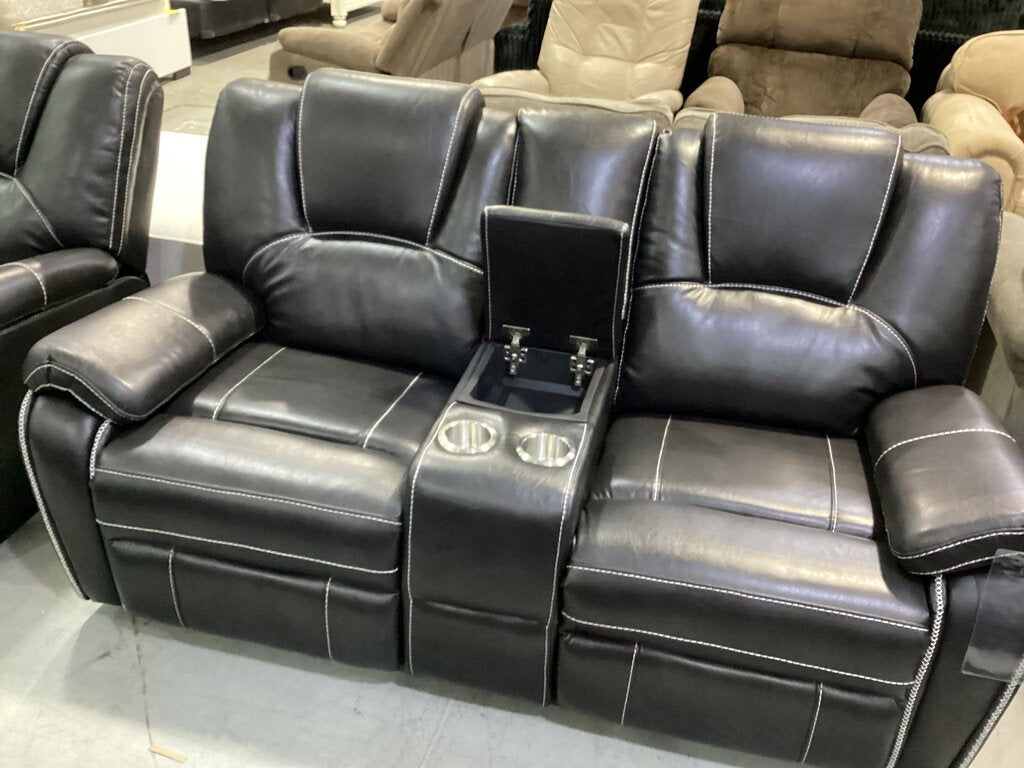 Granada NEW Black Reclining Loveseat w/Console 73x30x38 (606241)