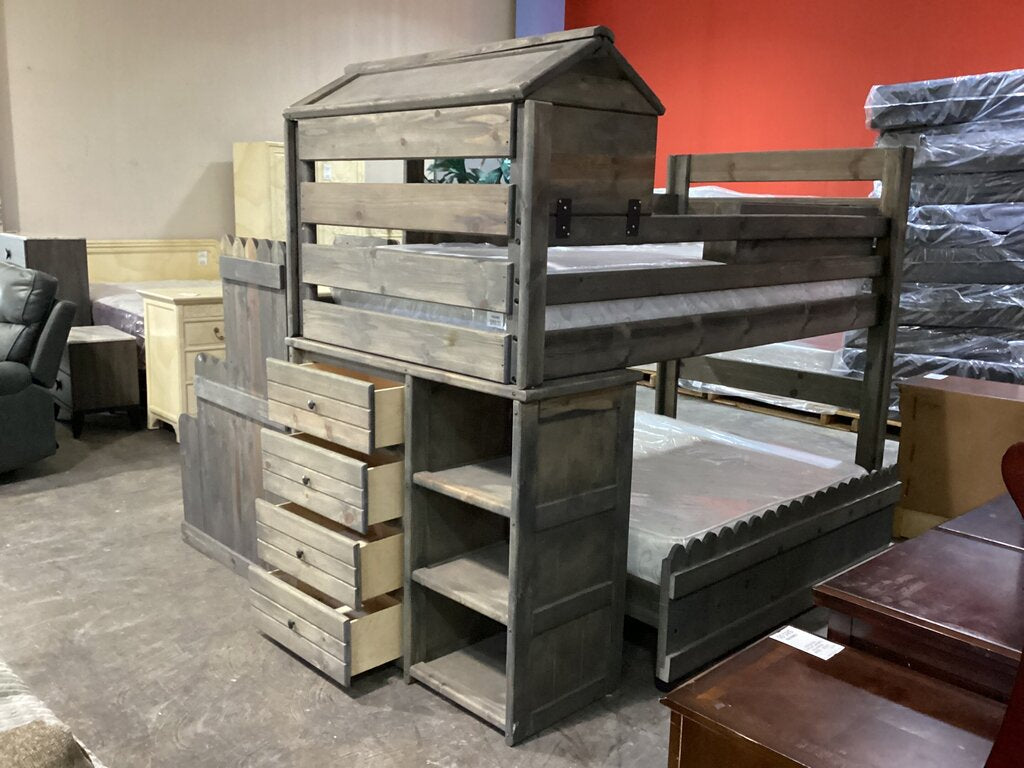 83171 -Trendwood The Fort Twin/Full Loft Bunk Bed 85x85x76