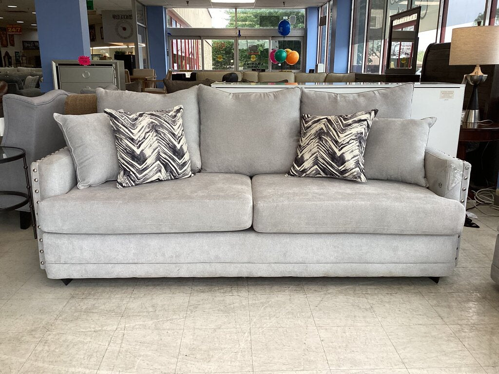 83200 (8528-8) Gray Studded Sofa and Loveseat 91/65x38x30