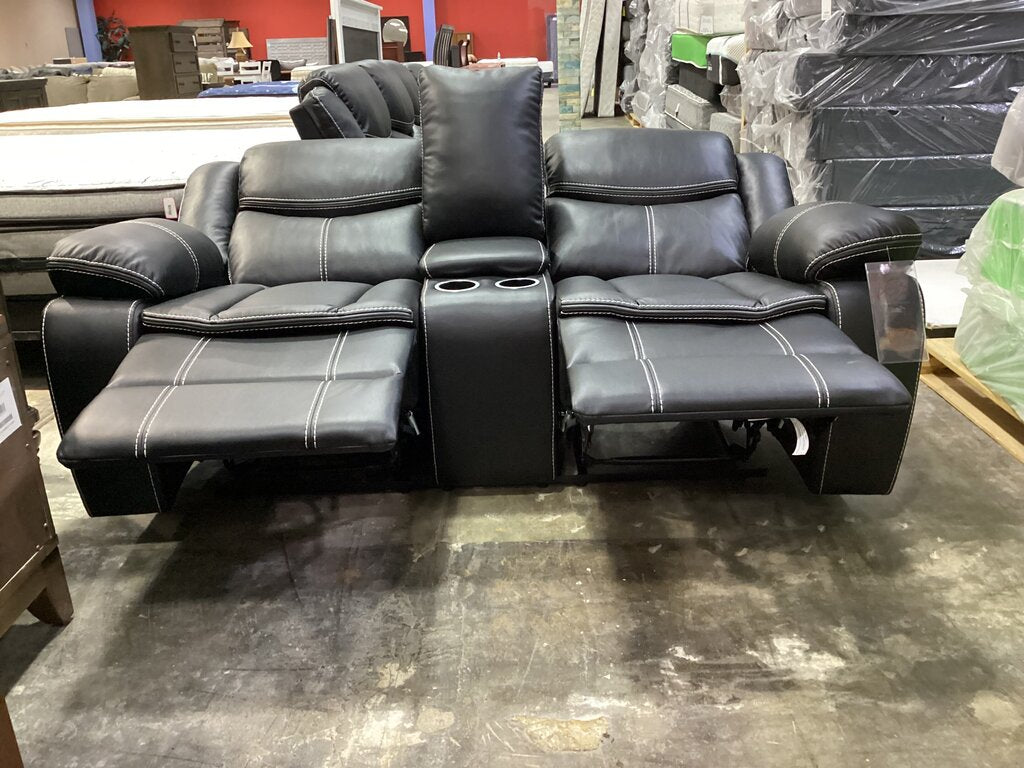 Emerson Black NEW Motion/Reclining Loveseat w/Console, USB - 75x30x40 -(665041)