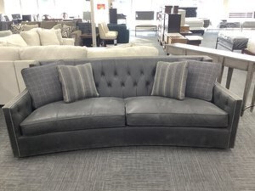 76961 - Bernhardt Candice Gray Leather Sofa 95x40x35