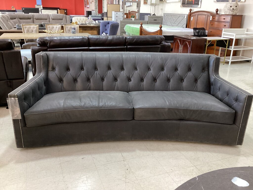 76961 - Bernhardt Candice Gray Leather Sofa 95x40x35