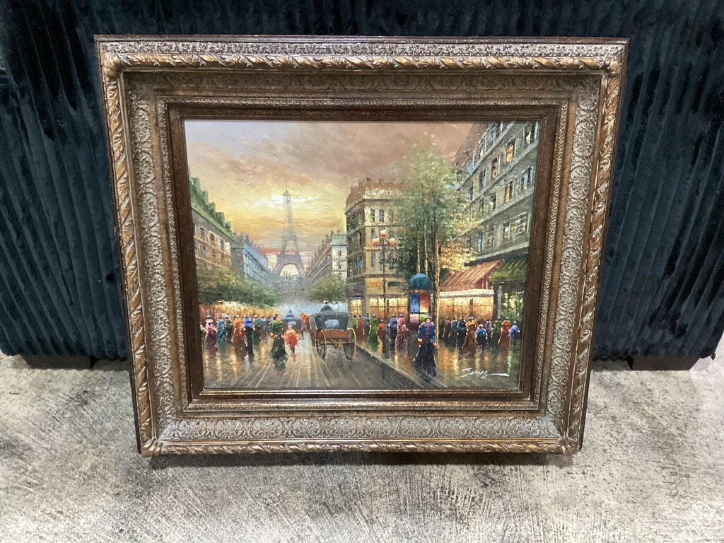 83268 Parisian Street Scene Oil Painting 34x4x30