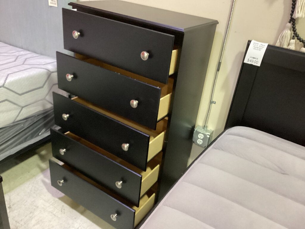 83341 - Black 5 Drawer Chest 27x15x48