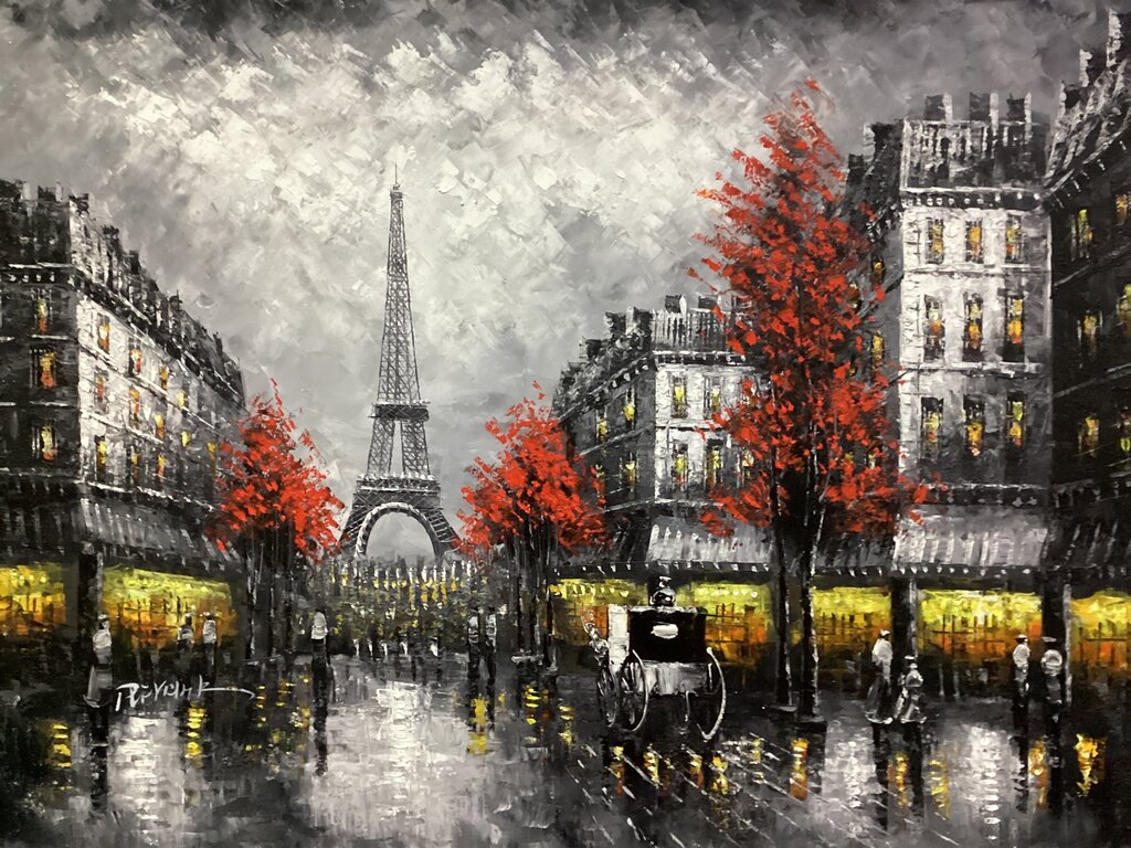 83388 - Paris Street Framed Painting 56x44