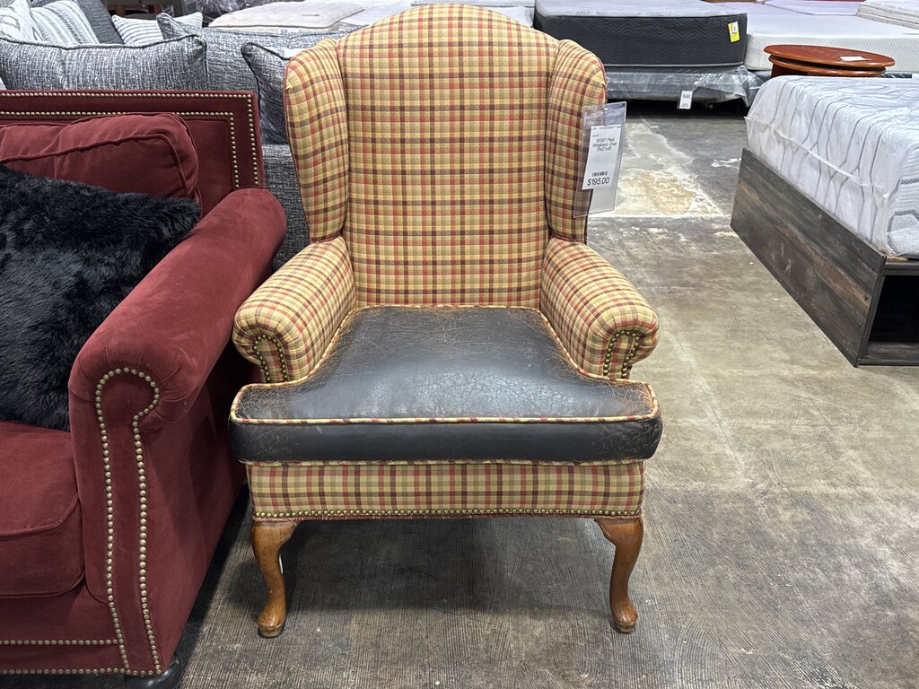 83397 - Plaid Wingback Chair 31x27x43