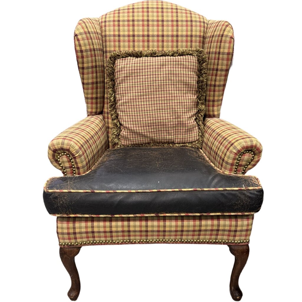 83398 - Plaid Wingback Chair 31x27x43