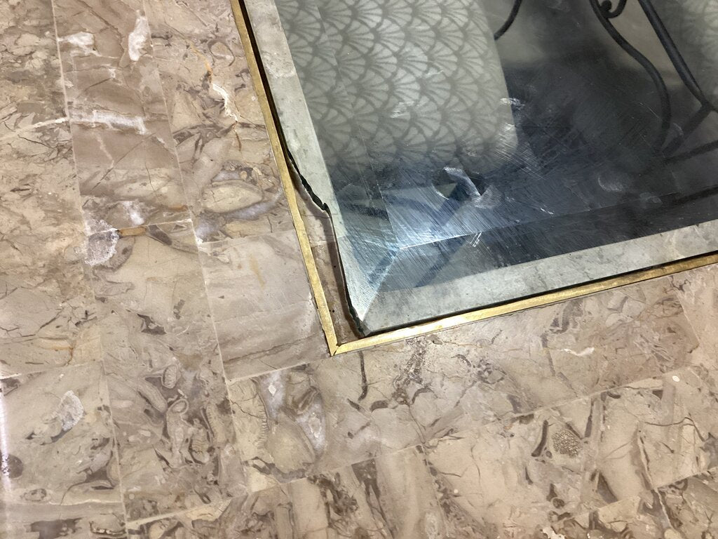 83435 - 5p Dining Table Metal/Marble/Glass 72x42x31