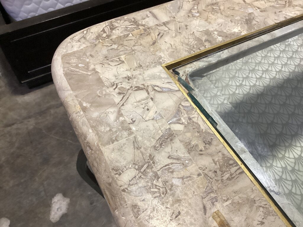 83435 - 5p Dining Table Metal/Marble/Glass 72x42x31