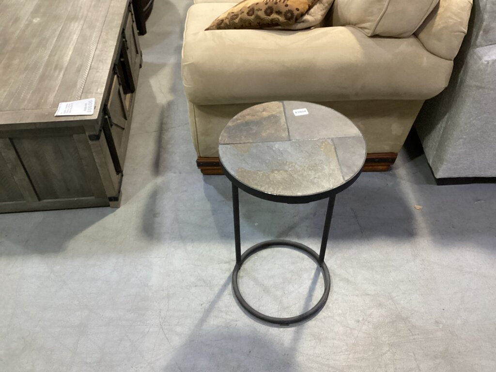 83604 - Pier 1 Chair Side Slate Top C-Table 15x15x26